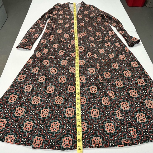 LuLaRoe Duster Cardigan Sweater Size M Open Front Long Sleeve Multicolor Boho - Picture 9 of 11